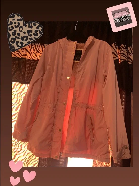 Cavalini Mauve Blush Pink Hooded Utility Jacket with Zip Pockets - Picture 1 of 6